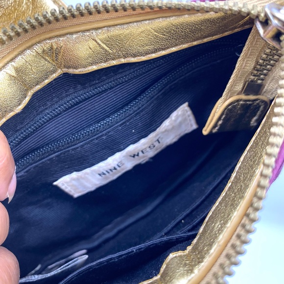 Nine West Chain Link ‘Deep Plum/Gold’ Mini Purse - Picture 7 of 12